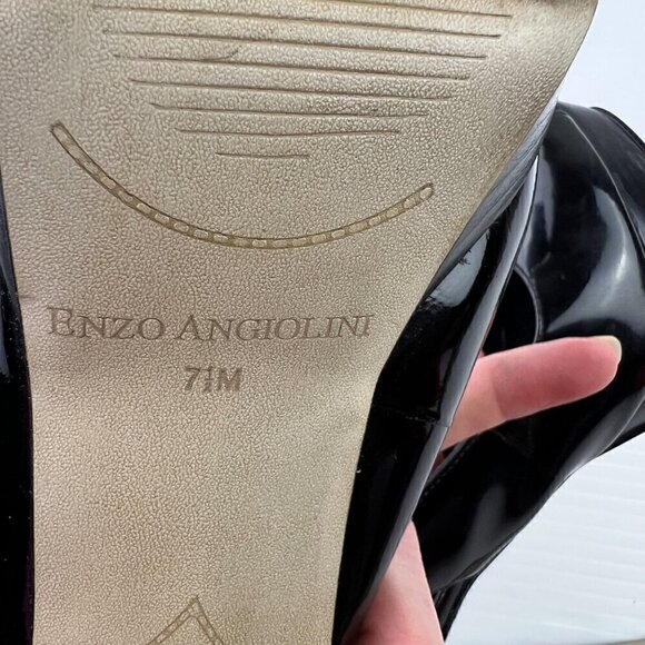 Enzo Angiolini Eastarlite Peep Toe High Heels Pumps Size 7.5 Black Patent - Picture 13 of 14